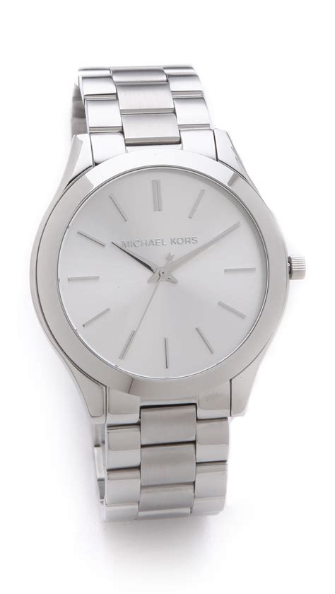 michael kors runway leather strap silver|Slim Runway Silver.